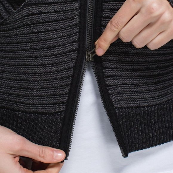 Lululemon Embrace Hoodie *Knit Full Zip Sweater - Black / Heathered Dark Grey 2 - Picture 4 of 9